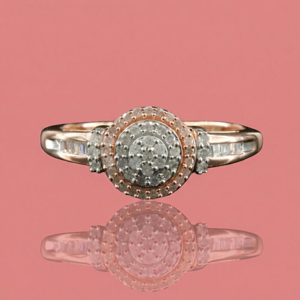 Vintage Rose-Tone Sterling Silver & Diamond Band